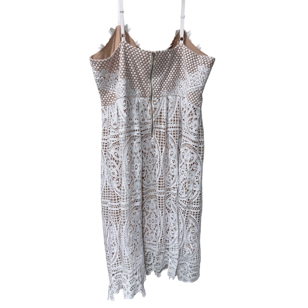 City Chic White Lace Midi Dress Sz L 20 Beige Satin Lining Bridal Boho Cocktail - Picture 6 of 10